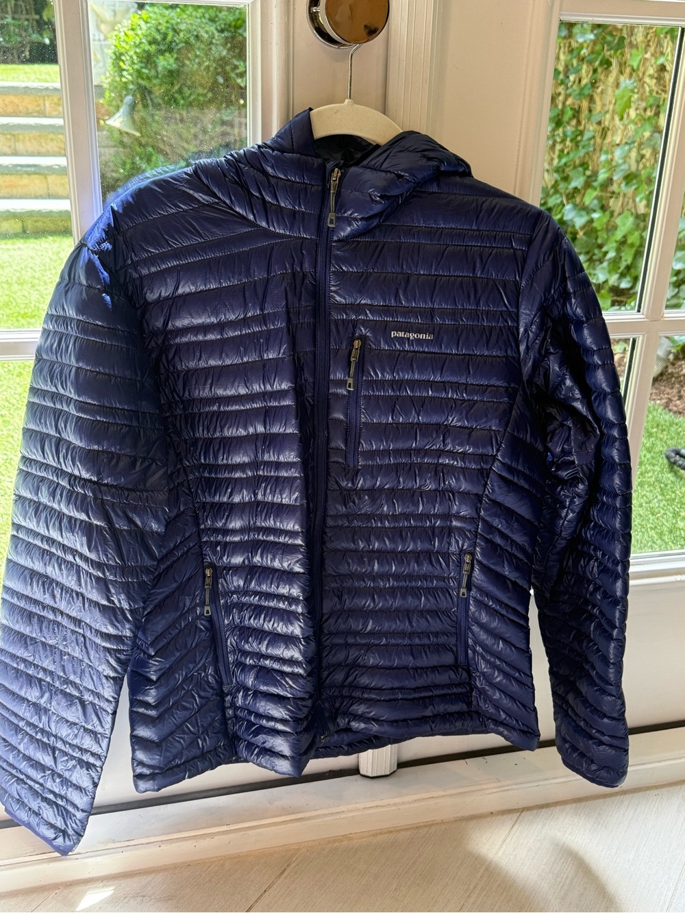 Patagonia Navy Quilted Packable Hooded Jacket